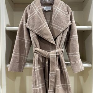 Rachel Zoe Beige Checkered Trench Coat